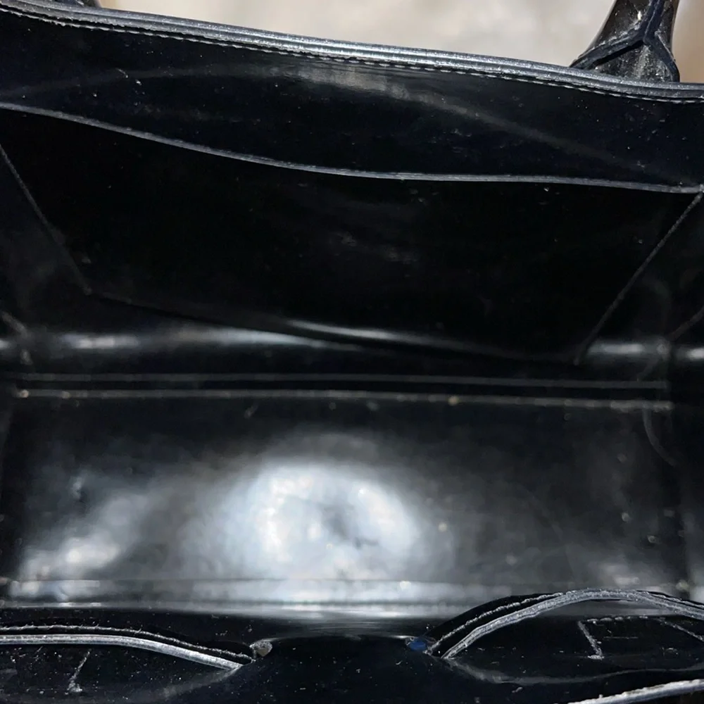 Mansur Gavriel Elegant Black Patent Sun Handbag